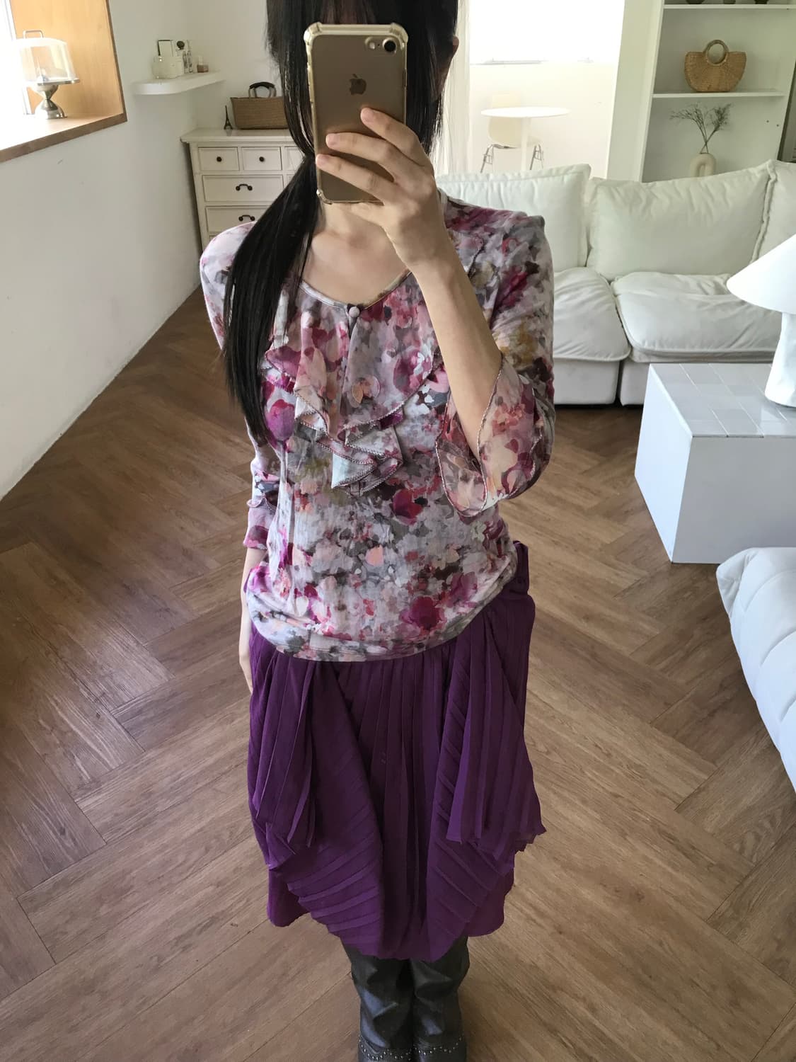 vintage purple pleats skirt 상품이미지8