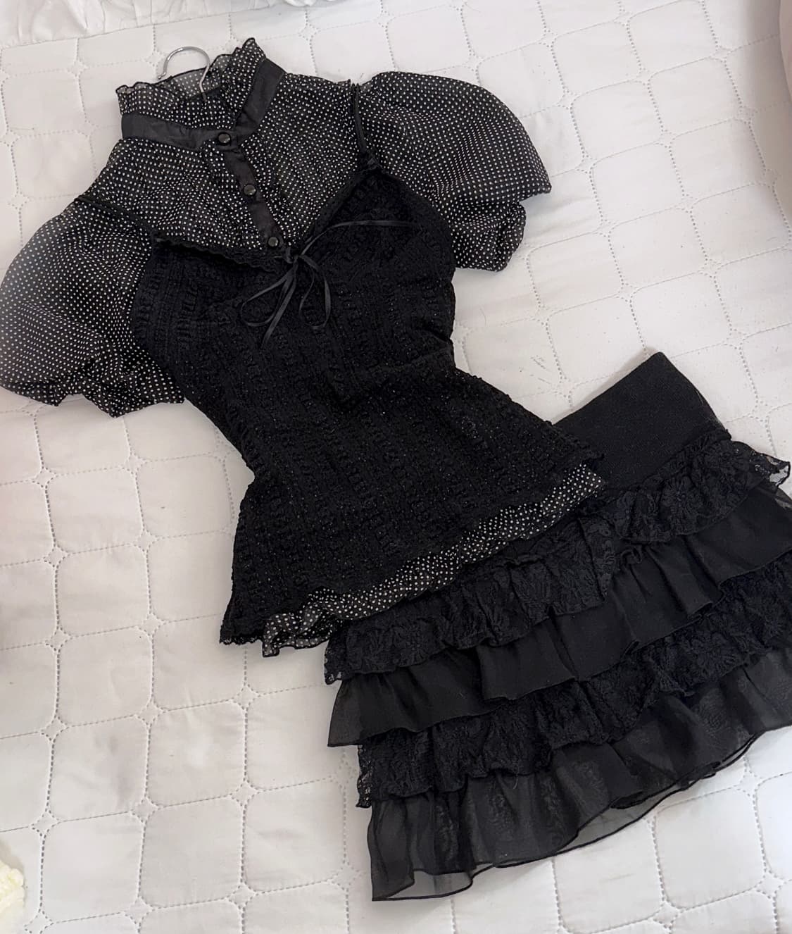 공포게임여주 공겜깔 공겜여주 블랙 고스 러블리 핀터레스트 블랙 코디세트  상품이미지1