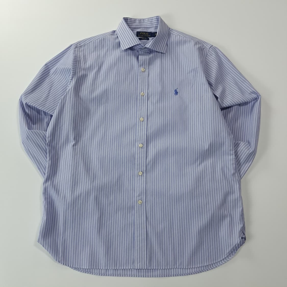 CK283 L 폴로 이지케어 레귤러칼라 스트라이프 라이트블루 셔츠 남방 상품이미지1