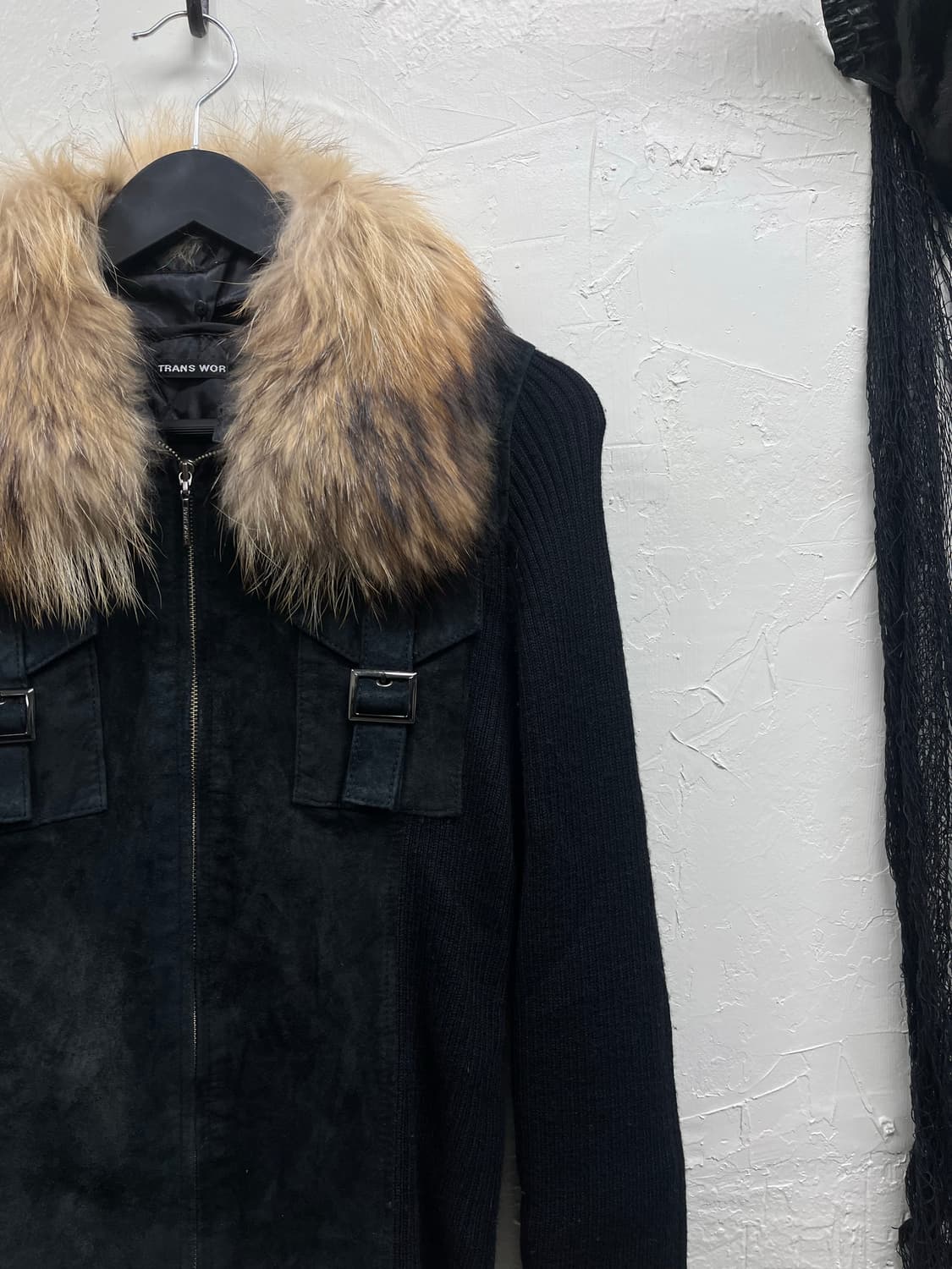 Trans work 00s trimming fur ribbed swede 상품이미지5