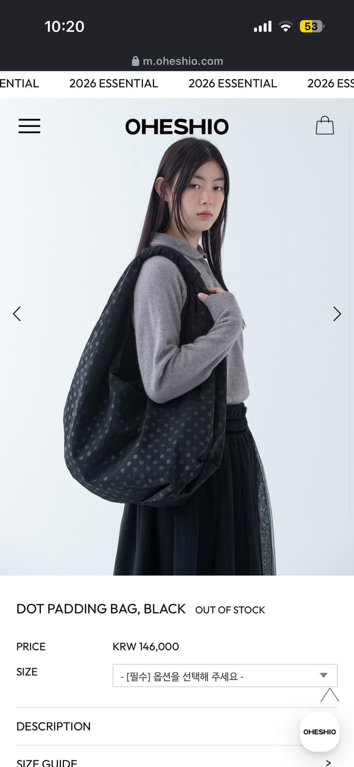 오헤시오 ohsshio 도트 패딩백 상품이미지2