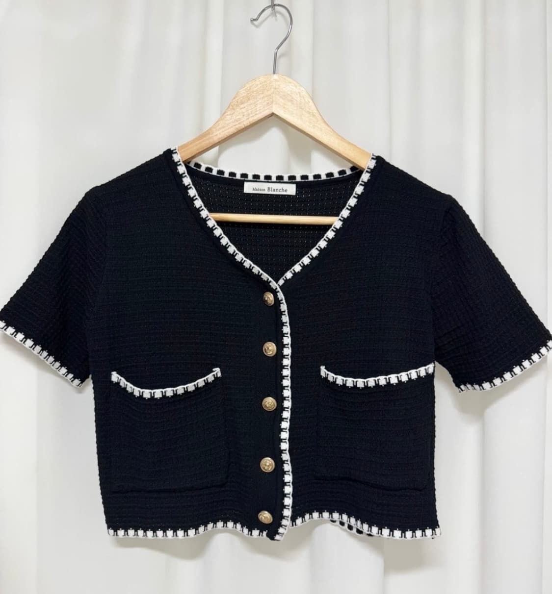 메종블랑쉬 블랙 반팔 가디건 상품이미지1