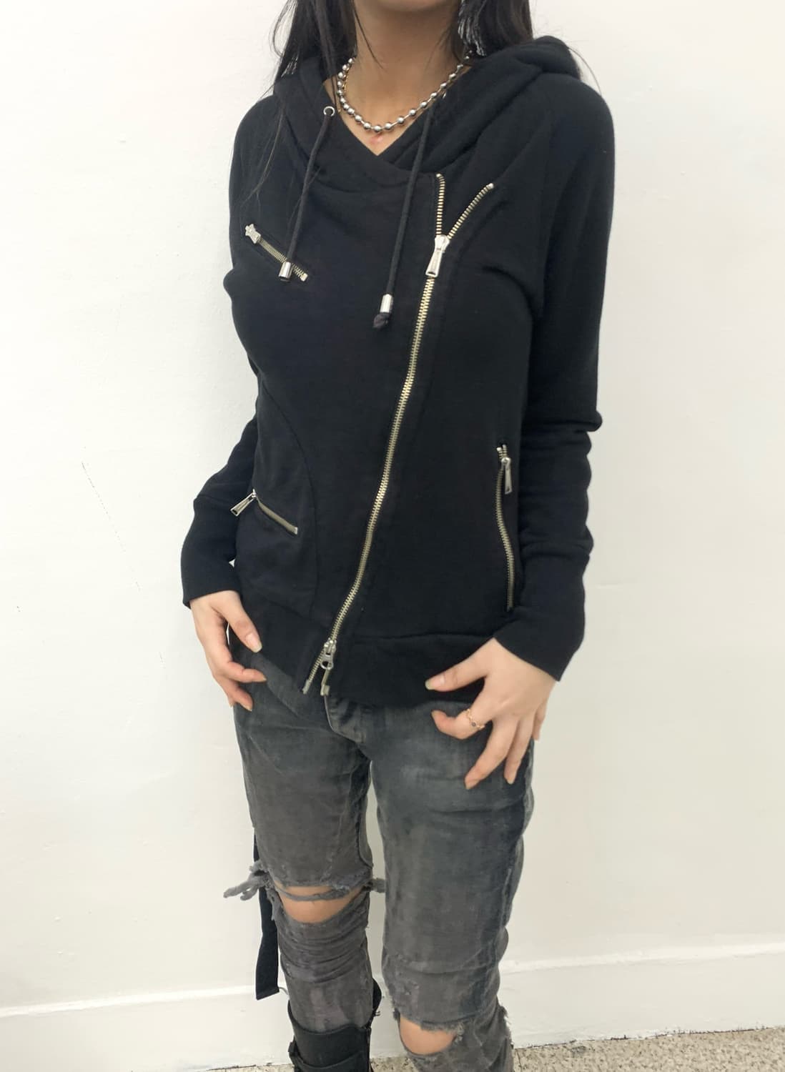 Moussy asymmetrical rider hood jacket 상품이미지1