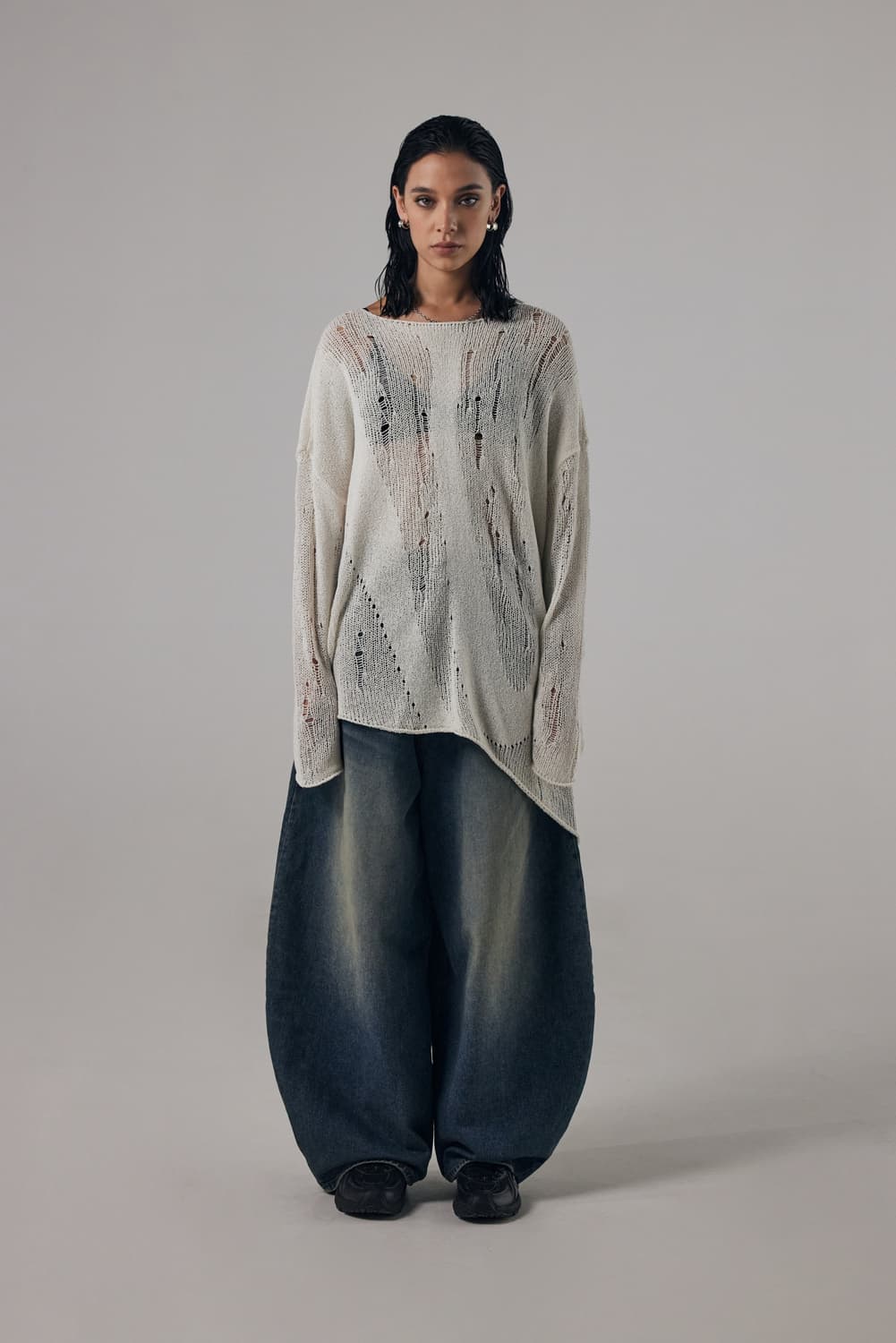 트리밍버드 시스루 니트 아이보리 상품이미지1