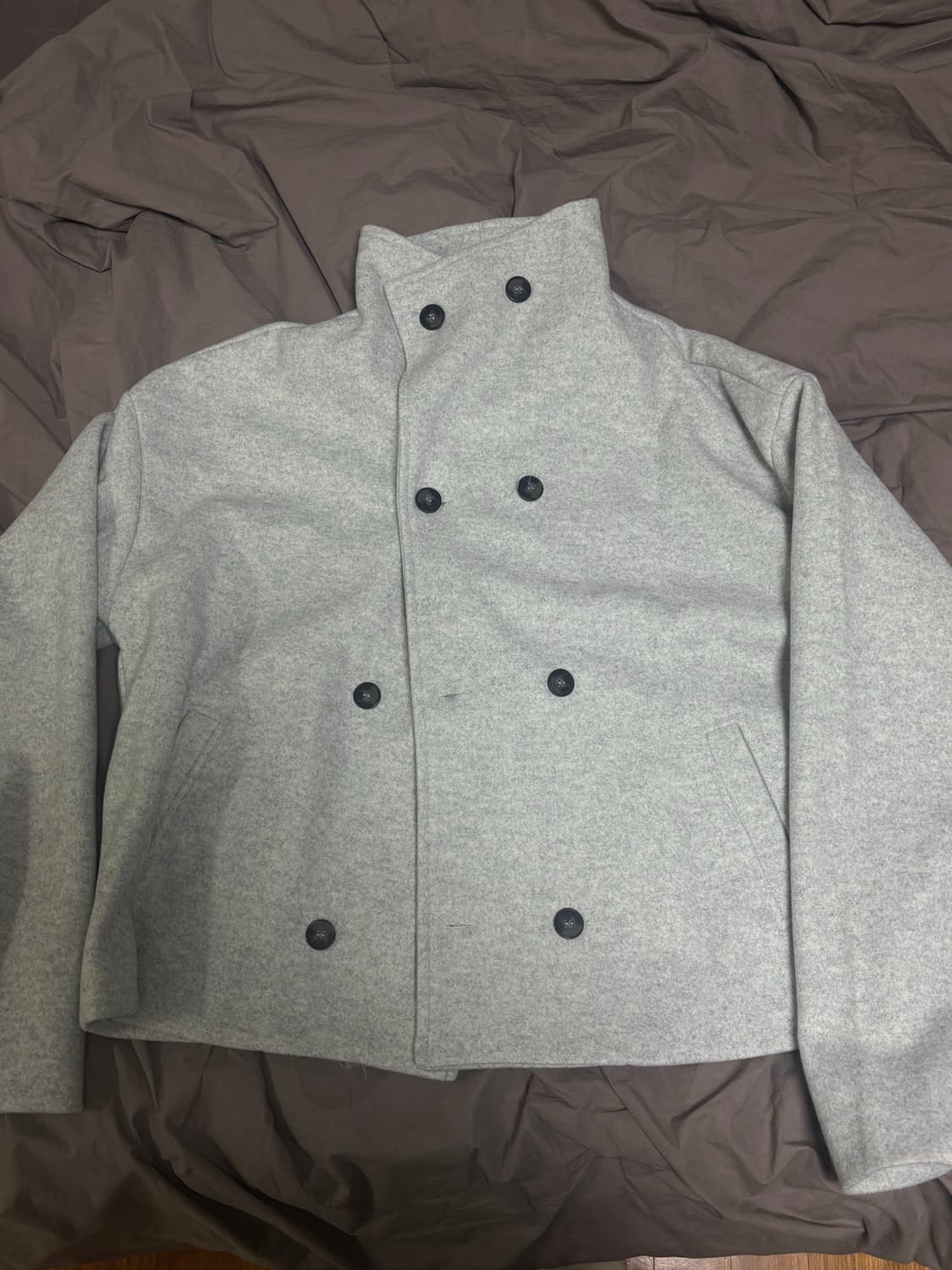 빈티지 하이넥 숏코트 그레이 상품이미지1