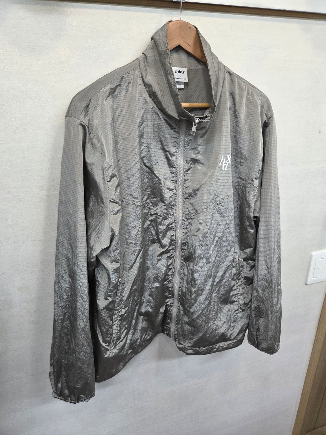 에이치덱스 메탈 컬러 빅로고 바람막이 집업자켓 L 오버핏  상품이미지5