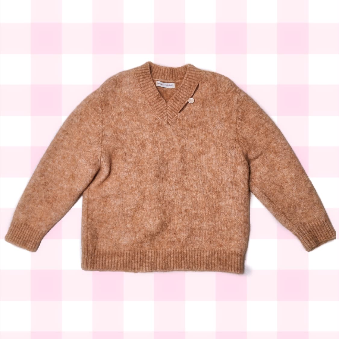 버튼 모헤어 니트 브이넥 스웨터  상품이미지1