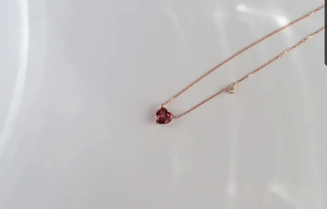 핑크 투어멀린 하트 목걸이  상품이미지2