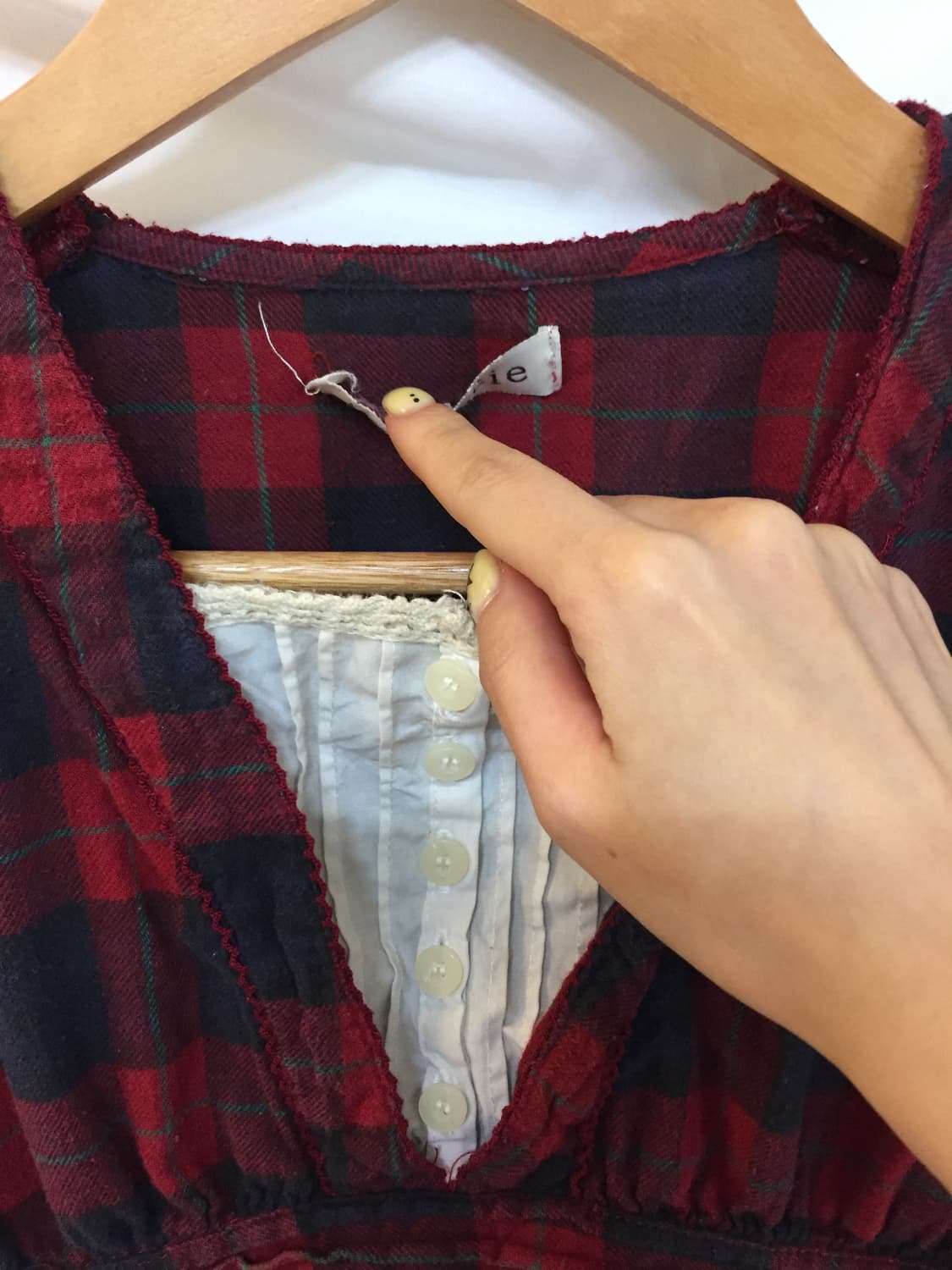 레이스 레이어드 모리걸 체크티셔츠 상품이미지3