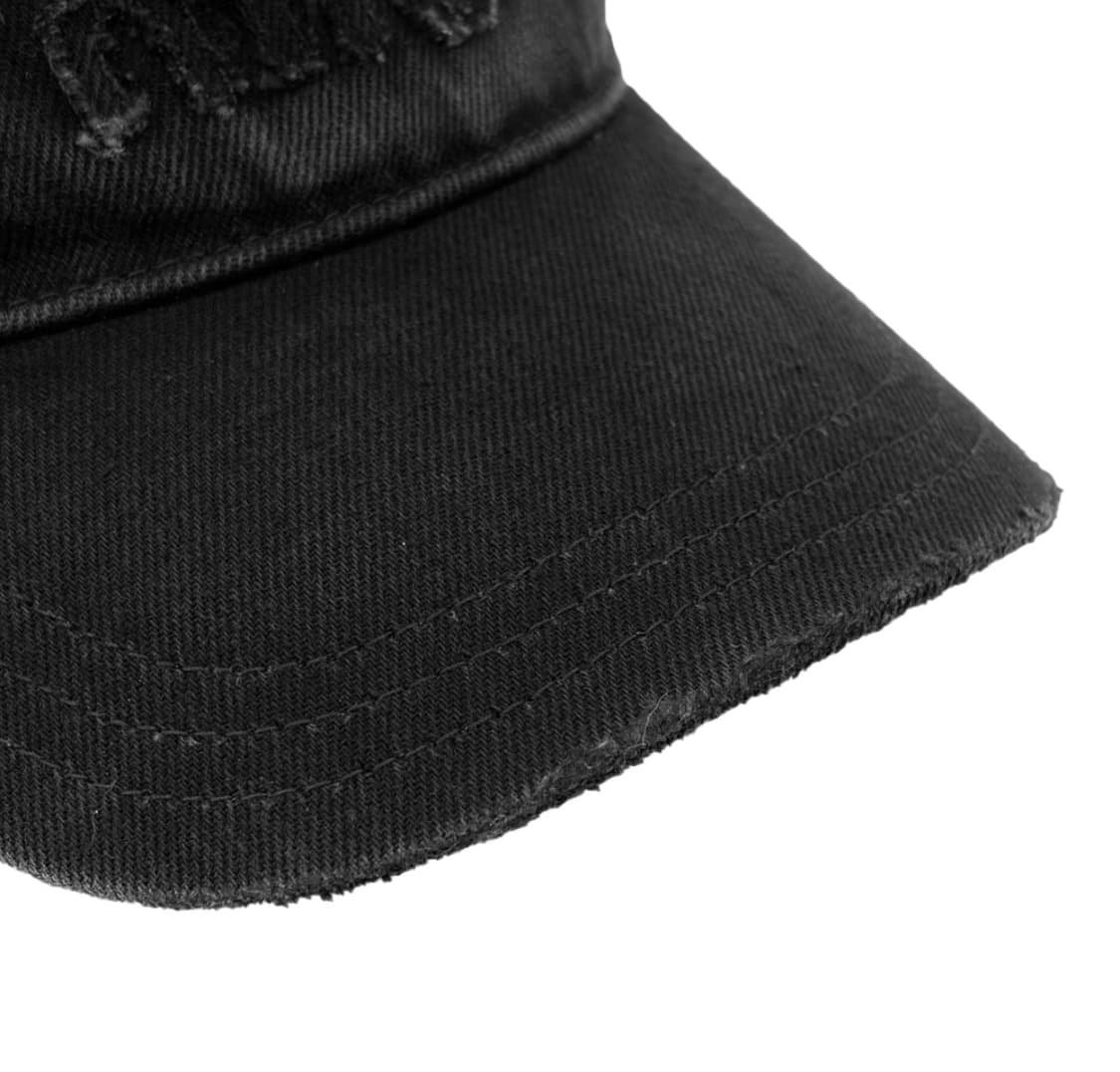 [S] 미우미우 로고 드릴 자수 워시드 데님 베이스볼 볼캡 모자 블랙 상품이미지6