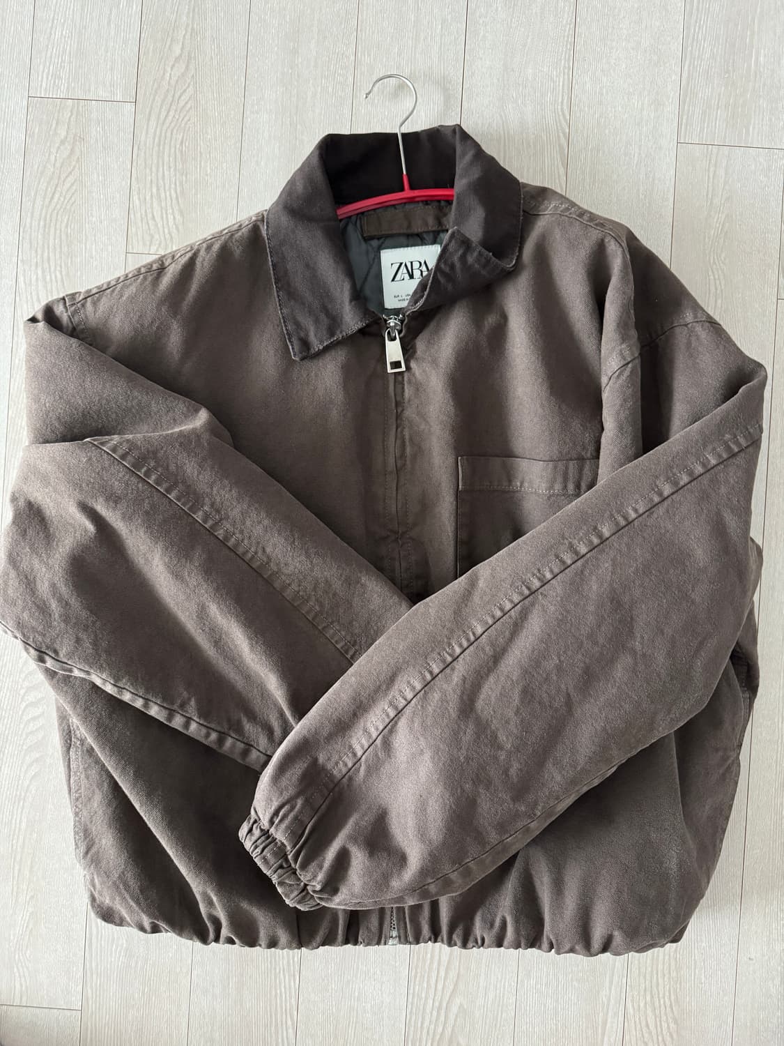 ZARA 콤비 칼라 점퍼 브라운 상품이미지1