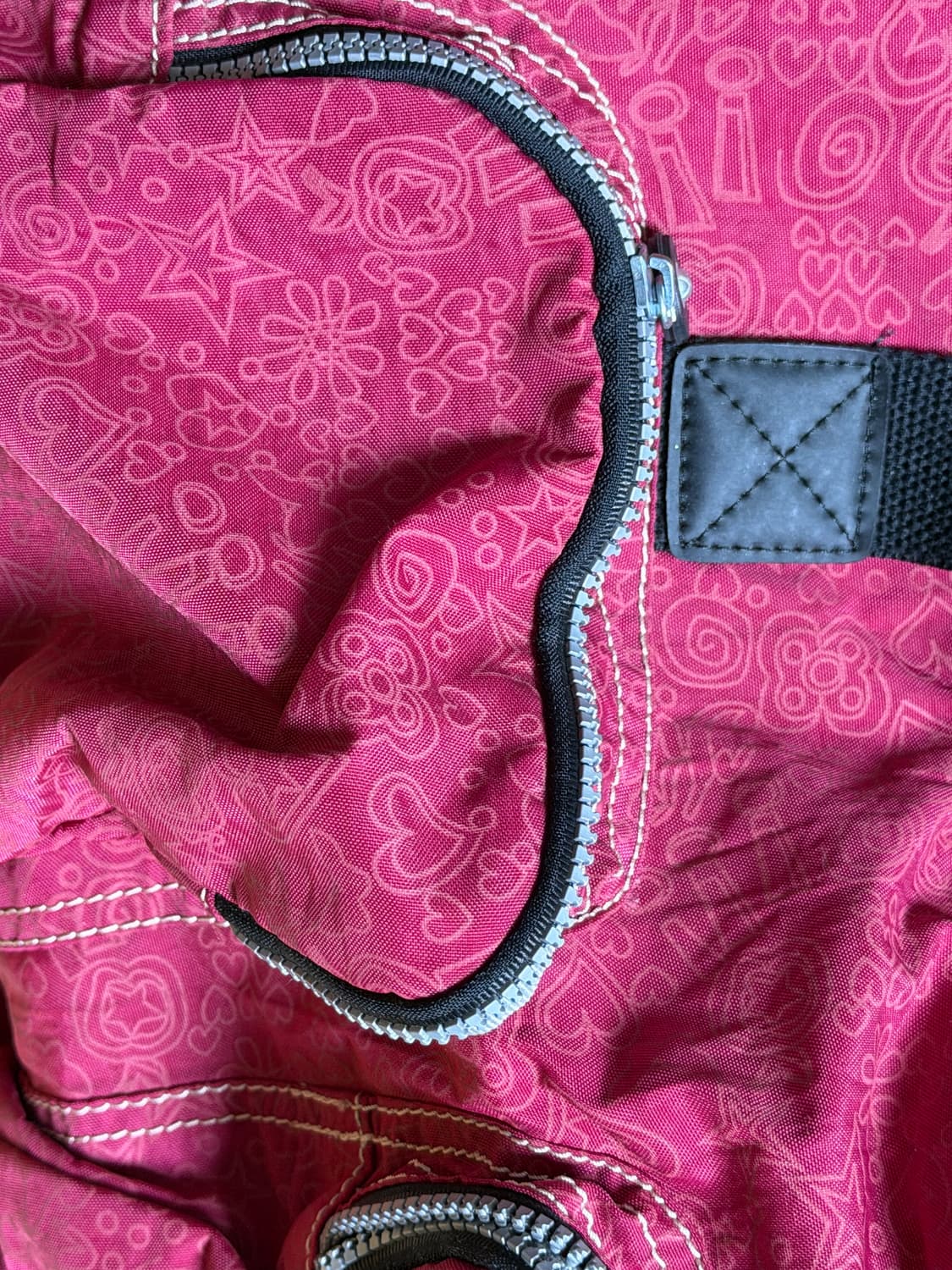 Y2k 희귀 키플링 핑크 패턴 롤링 더플백 캐리어 상품이미지2