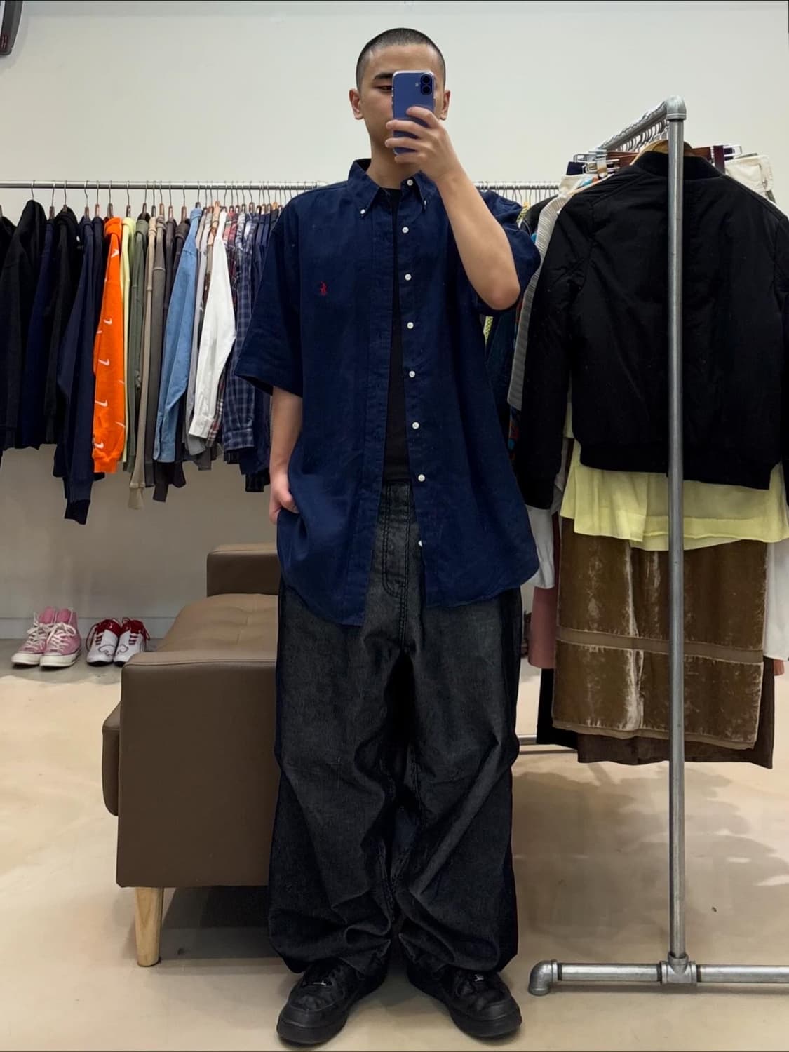 폴로 린넨 반팔 셔츠 네이비 상품이미지9