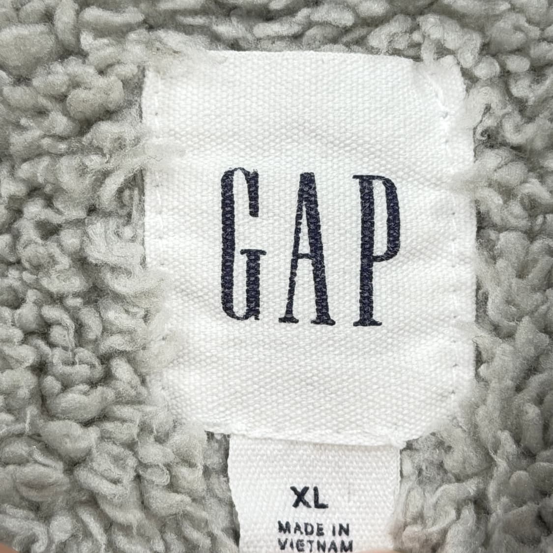 GAP 빈티지 스펠로고 보아털 후드집업 자켓 그레이 XL 상품이미지5