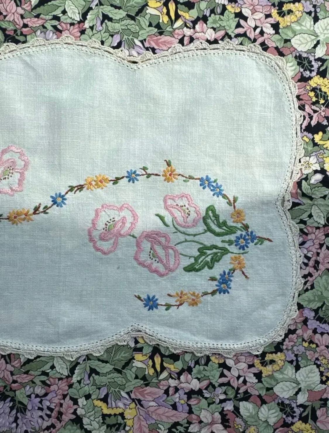 빈티지 리넨 손자수 티매트 상품이미지2