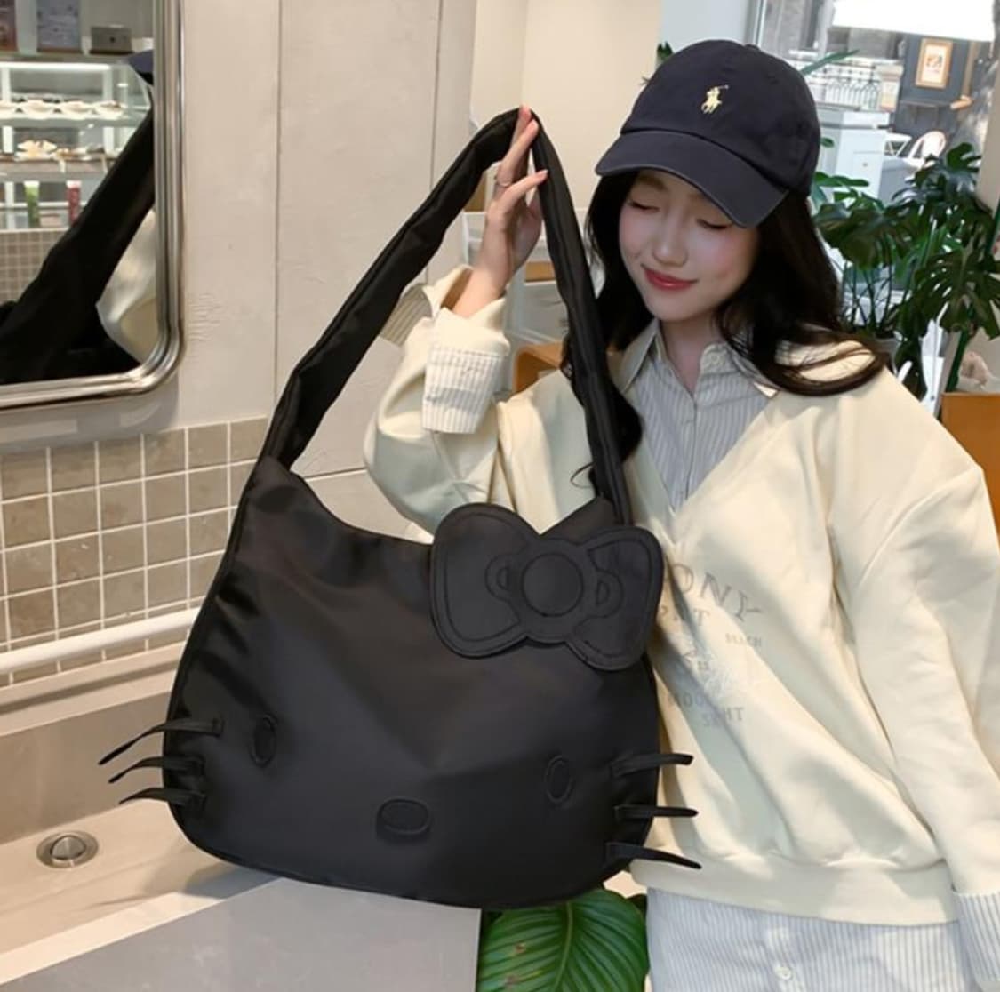 [새상품] 키티 블랙 검정 빅백 크로스백 숄더백 가방 상품이미지1