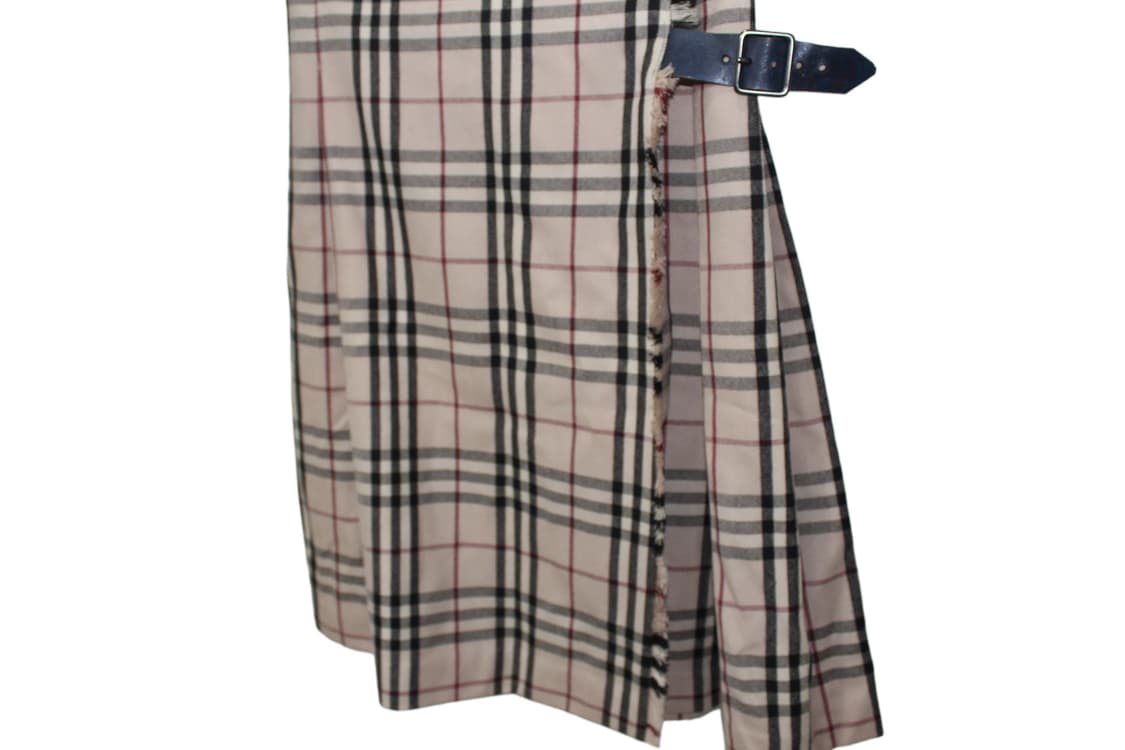2000s BURBERRY LONDON 레더 스트랩 노바체크 랩 스커트 상품이미지6