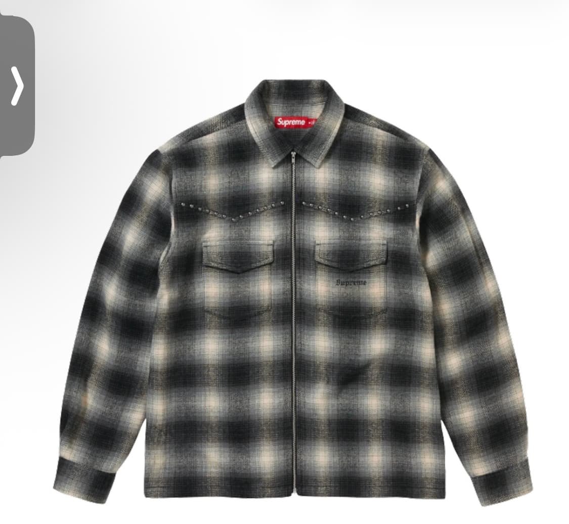 슈프림 스터드 쉐도우 플레이드 집업 셔츠 블랙 - 25FW 상품이미지1