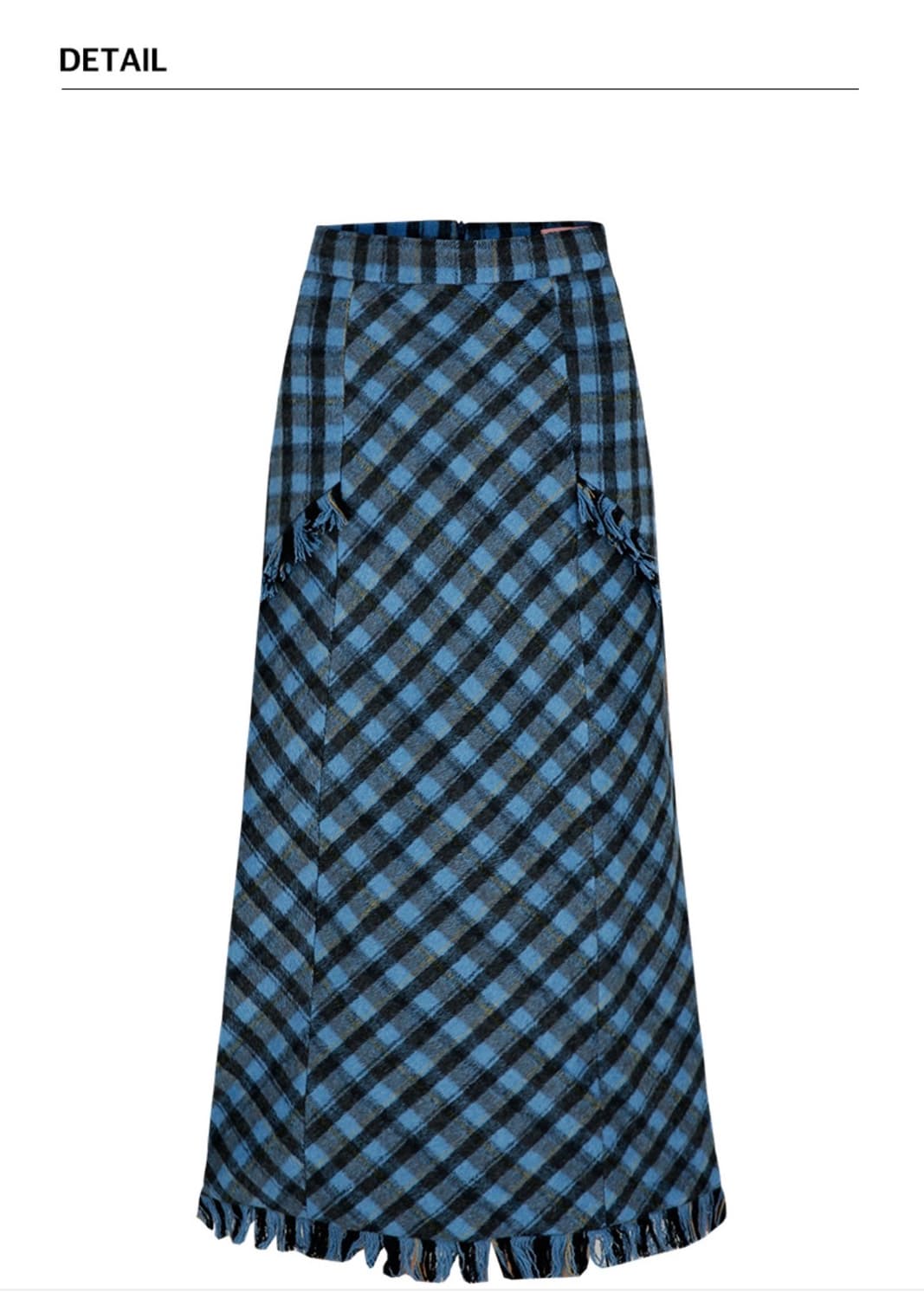 마가린핑거스 블루 체크 울 롱스커트 S (한지현 착용) 상품이미지1