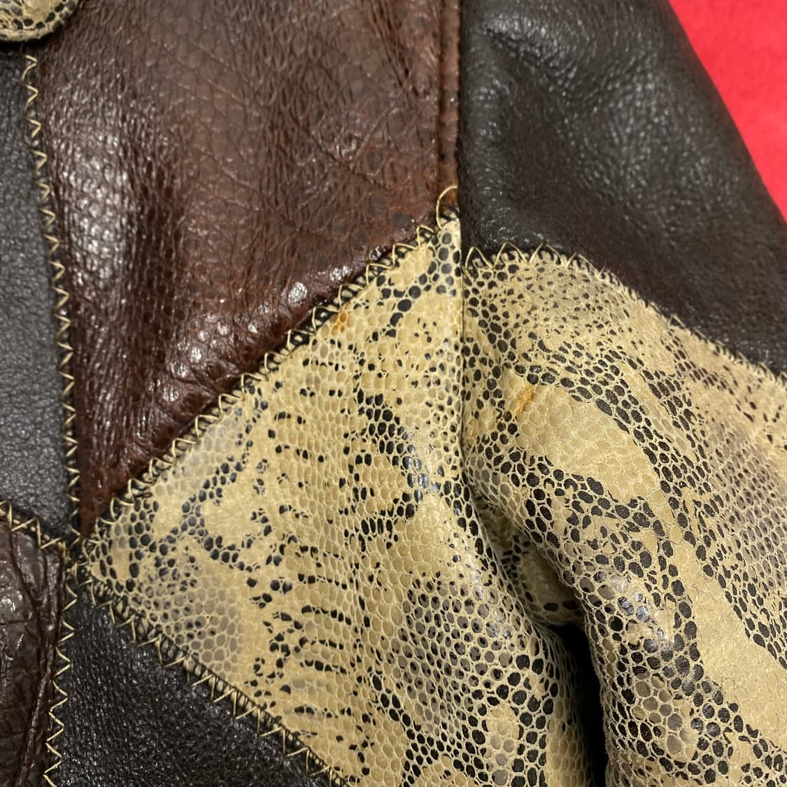 패치워크 양가죽 하프코트 실측 100 상품이미지6