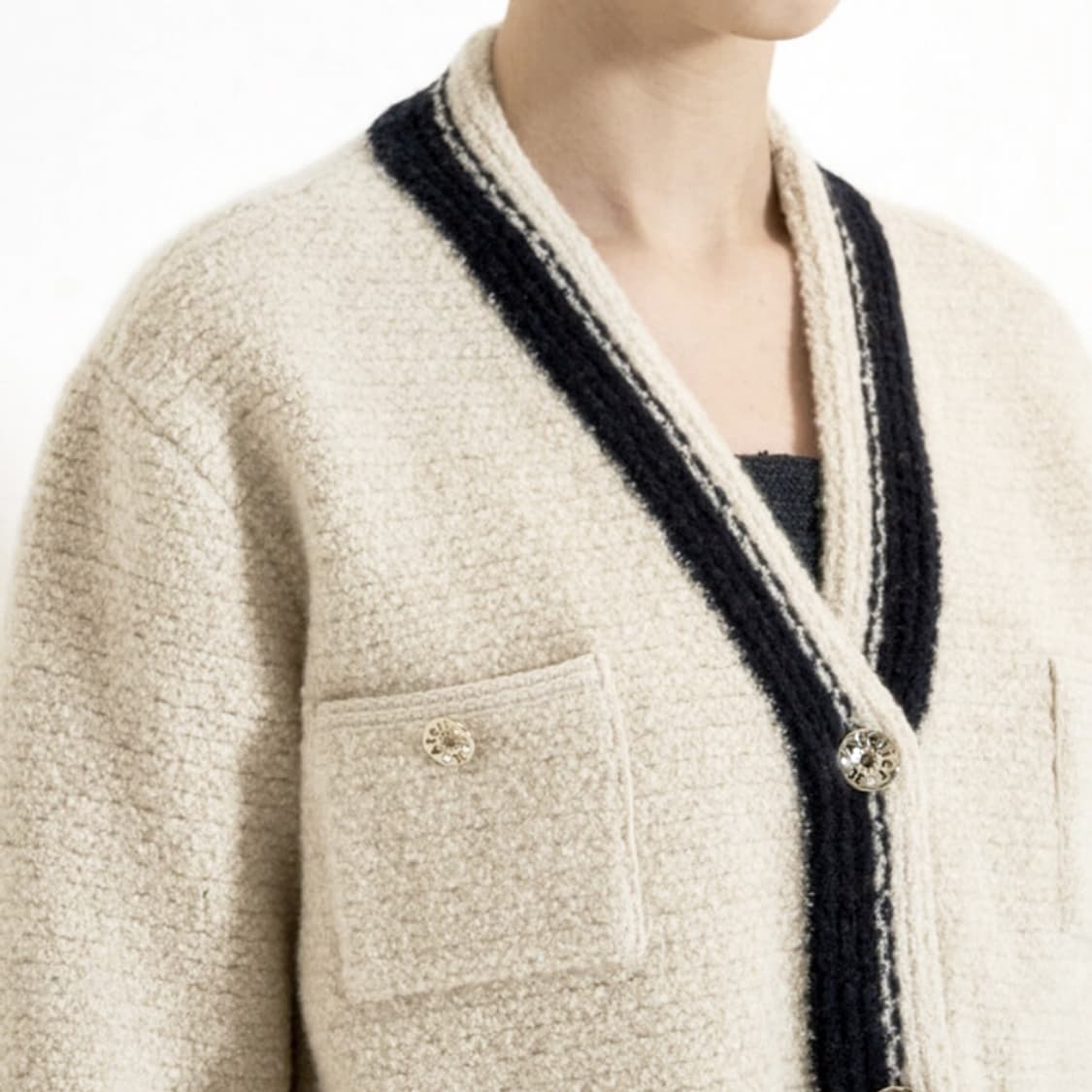 SJSJ 캐시미어 블렌드 컬러 라인 니트자켓 프리사이즈 상품이미지2