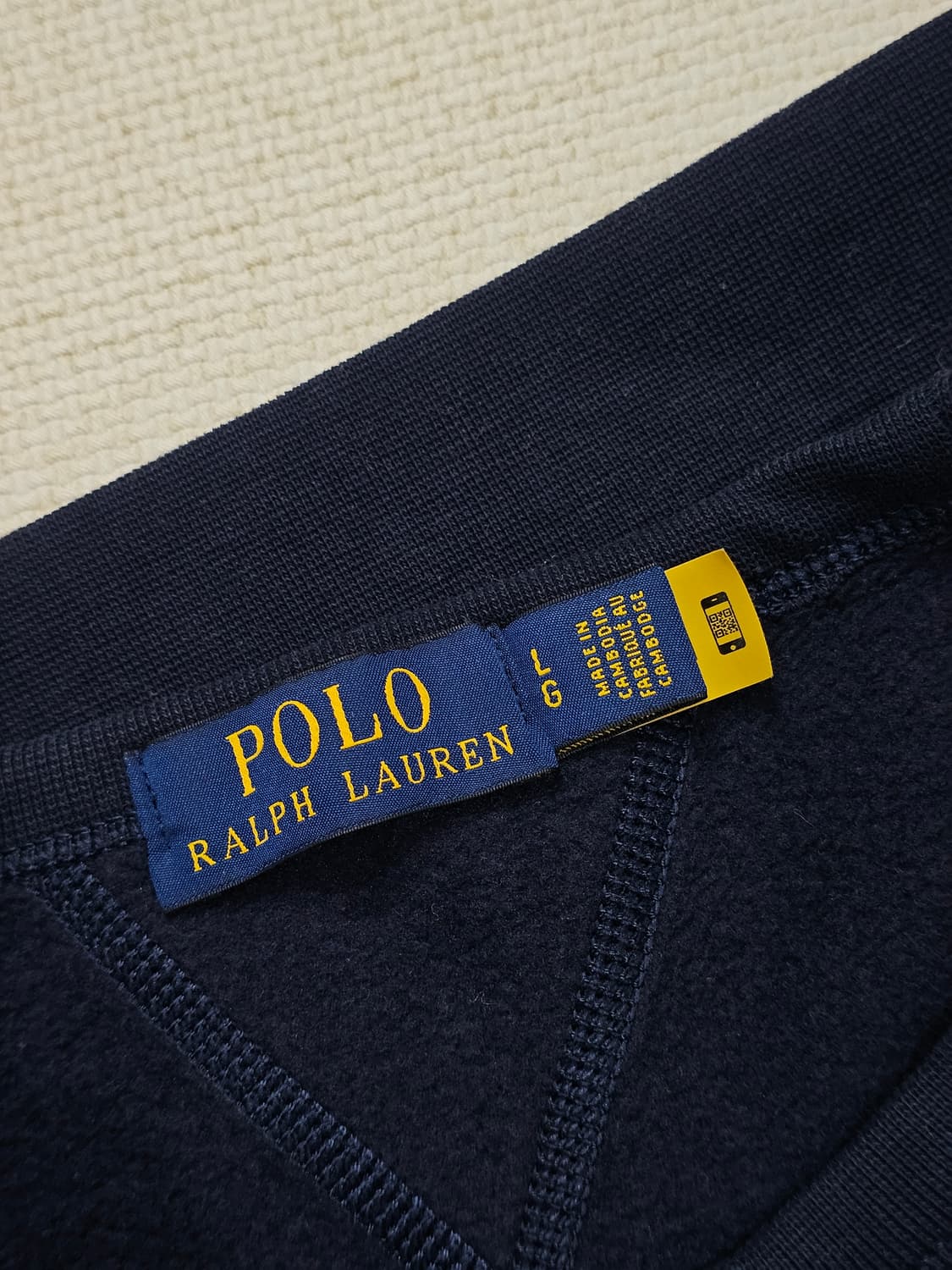 [L] 폴로 랄프로렌 네이비 아카이브 'POLO' 아플리케 기모 맨투맨 상품이미지7