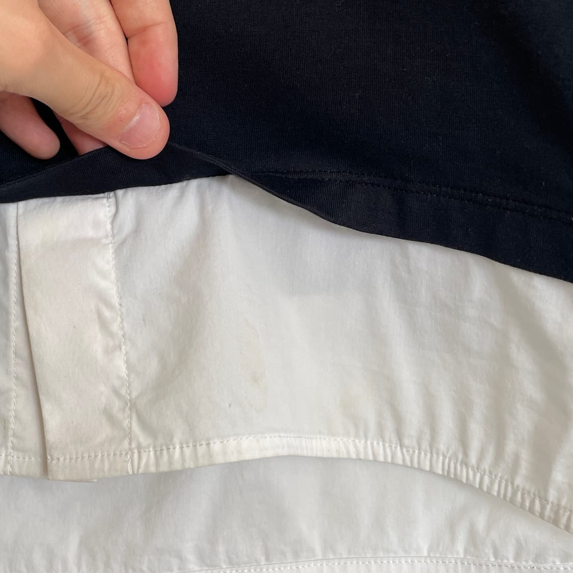 닐바렛 하단 셔츠 레이어드 블랙 반팔 티셔츠 상품이미지5