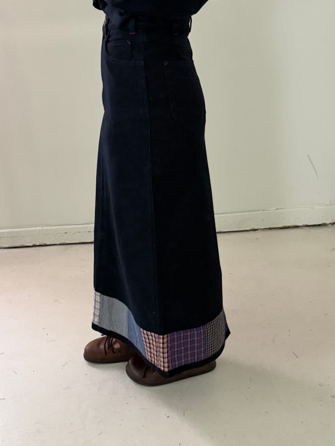 일본빈티지 핑크하우스 패치워크 데님스커트 상품이미지10