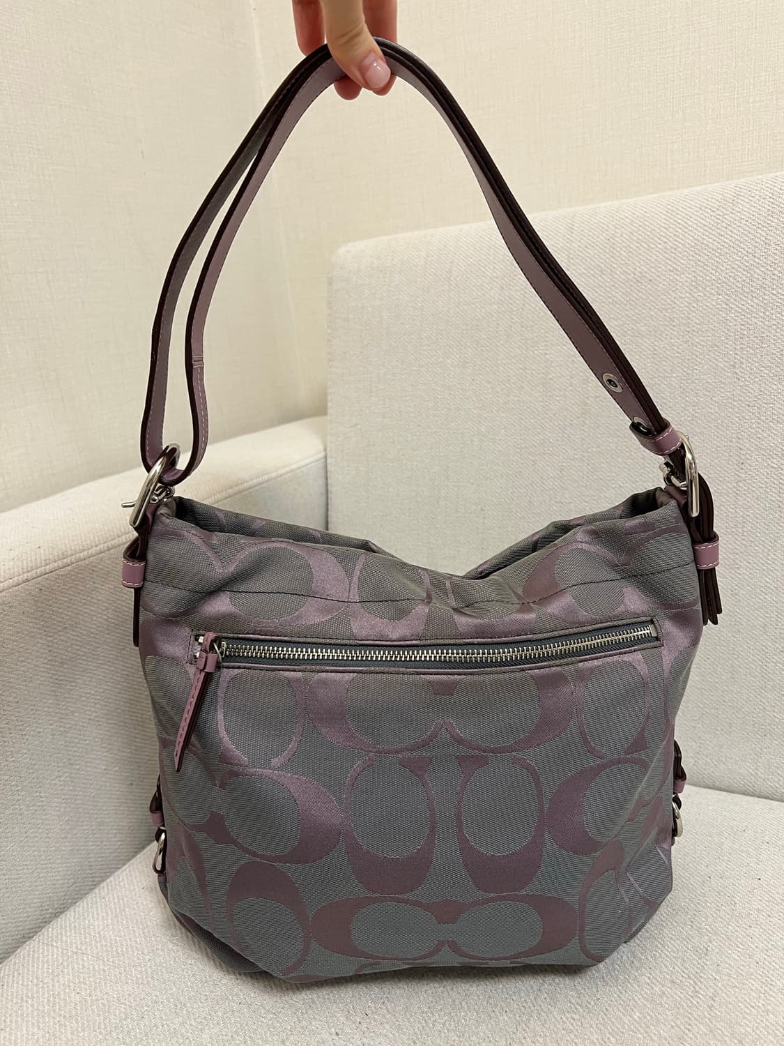 빈티지 코치 숄더백 겸 크로스백 연보라 상품이미지2
