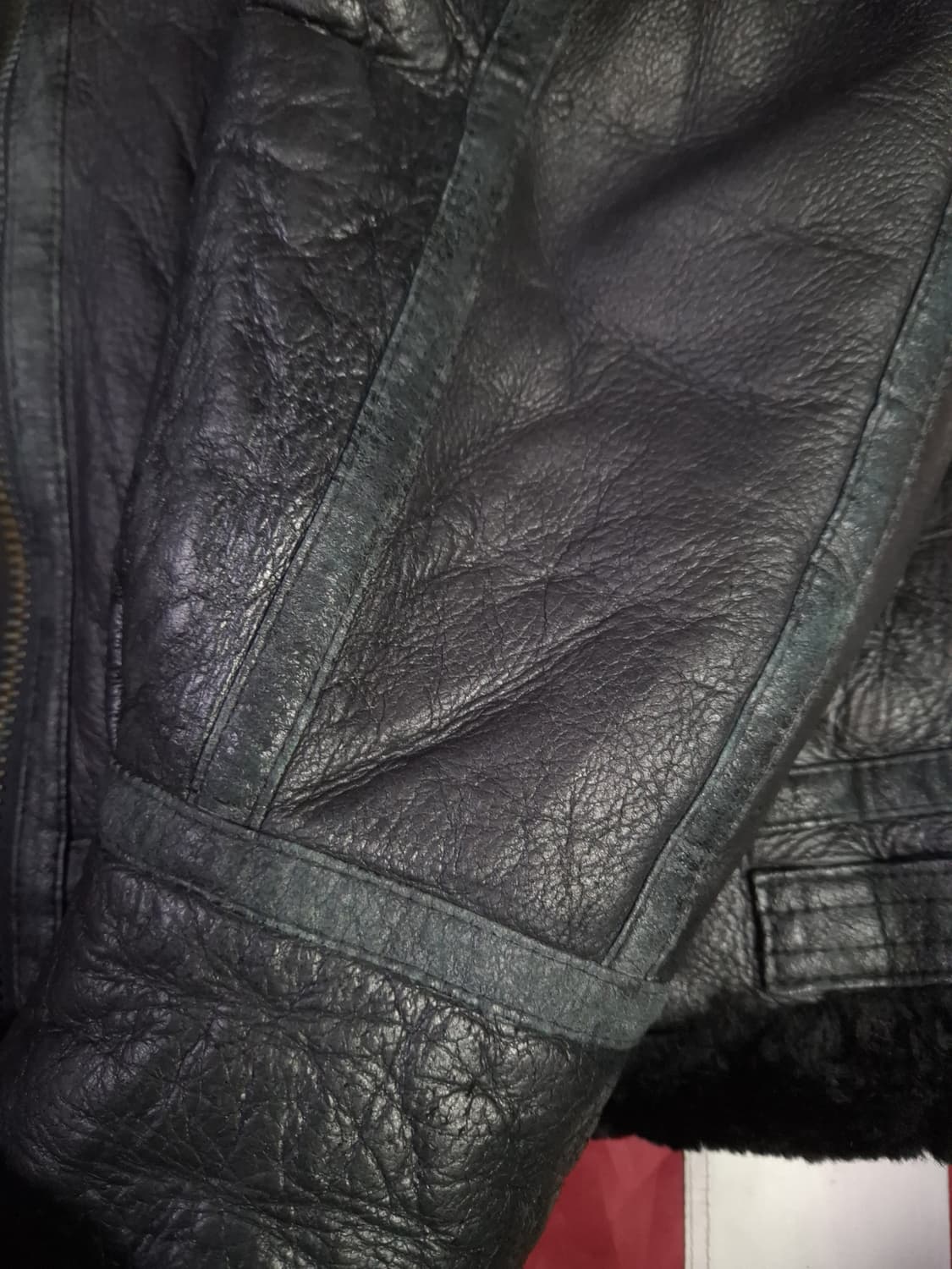 90's 국내산 미공군 B-3 TYPE 리얼레더 항공폭격기 무스탕 상품이미지7