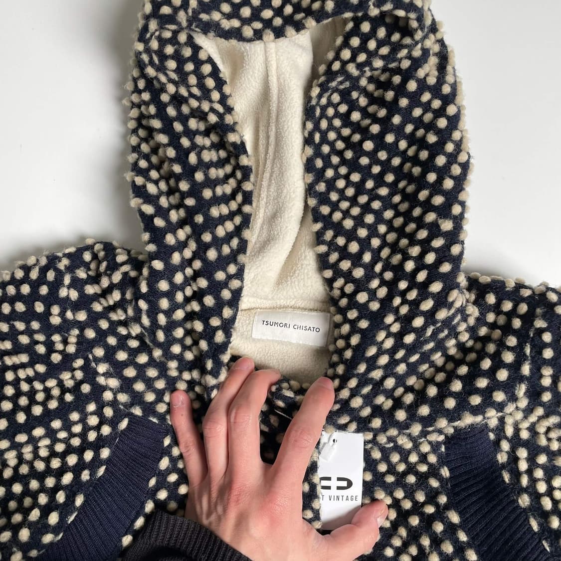 Tsumori chisato 도트 울 블렌드 후드 자켓 상품이미지8