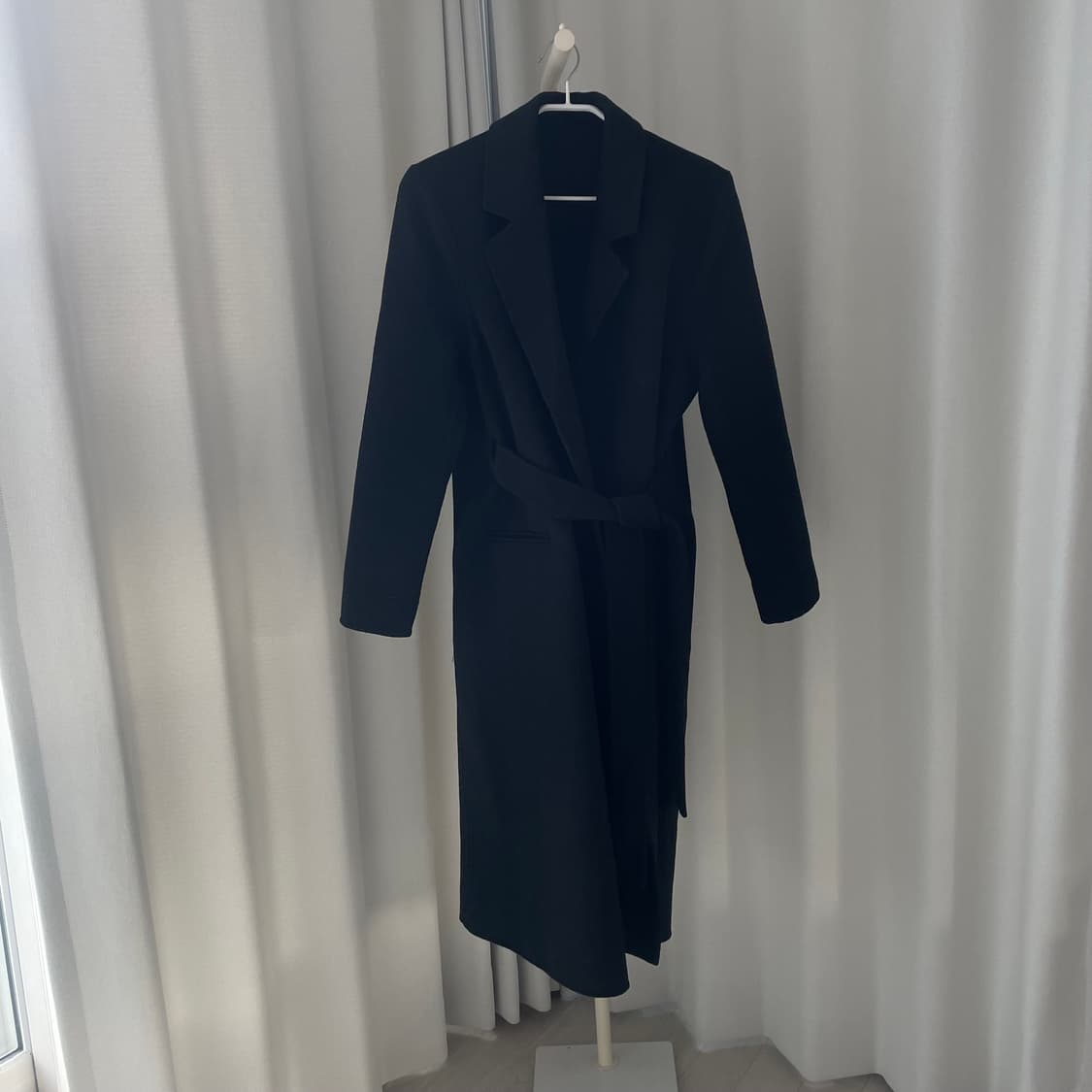 블랙 울 혼방 롱 코트 FREE 사이즈 상품이미지4