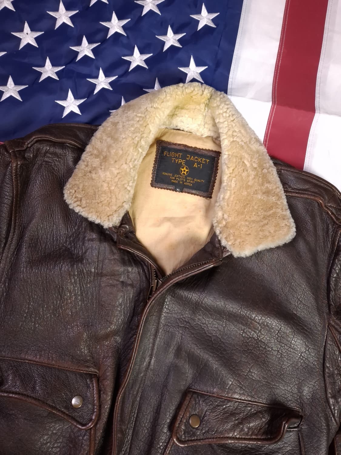 90's 국내산 밀리터리 A-1 리얼레더 항공자켓 상품이미지2