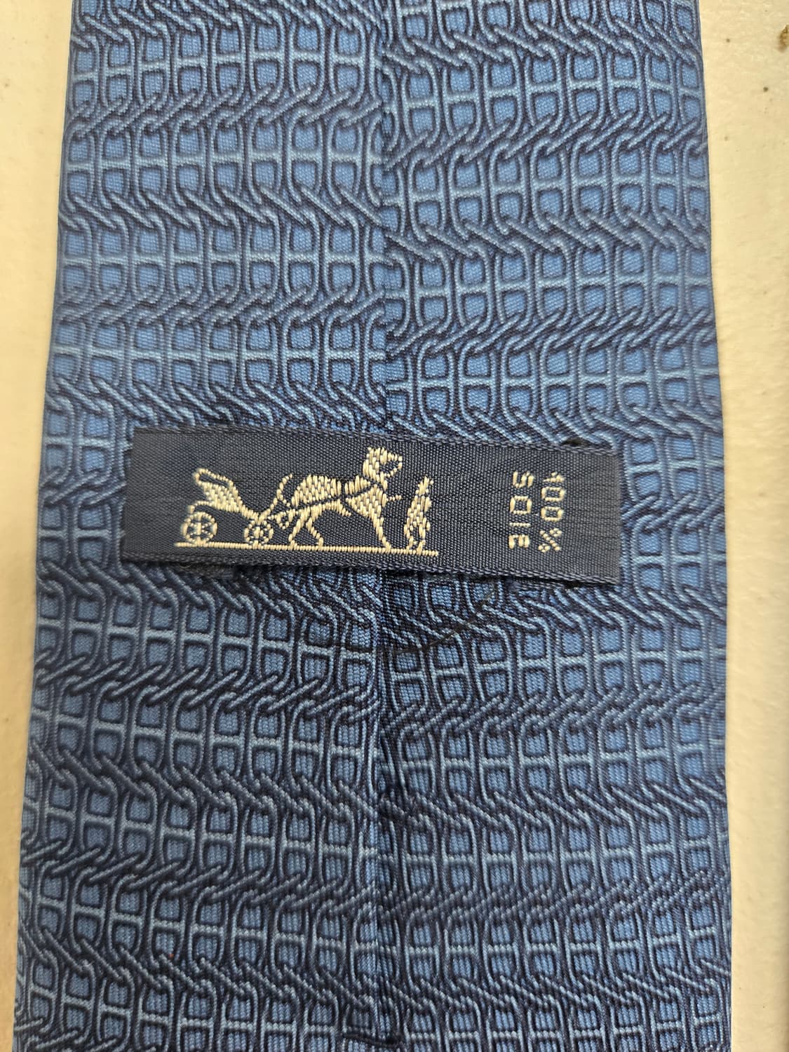 에르메스 블루 패턴 실크넥타이 상품이미지3