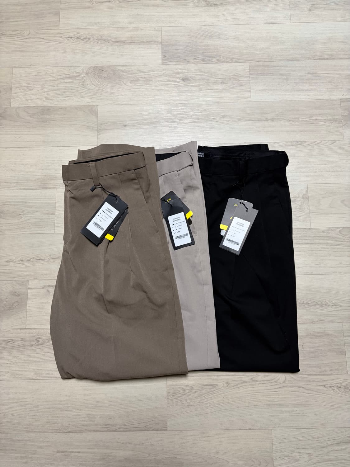 무탠다드 리얼 와이드 히든 밴딩 슬랙스 블랙/라이트베이지/더스티베이지 상품이미지1