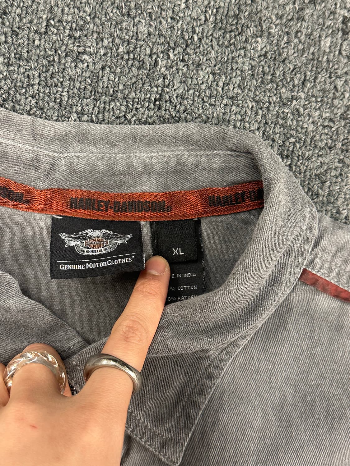 XL)할리데이비슨 vintage 흑청 데님 셔츠 베스트 상품이미지4