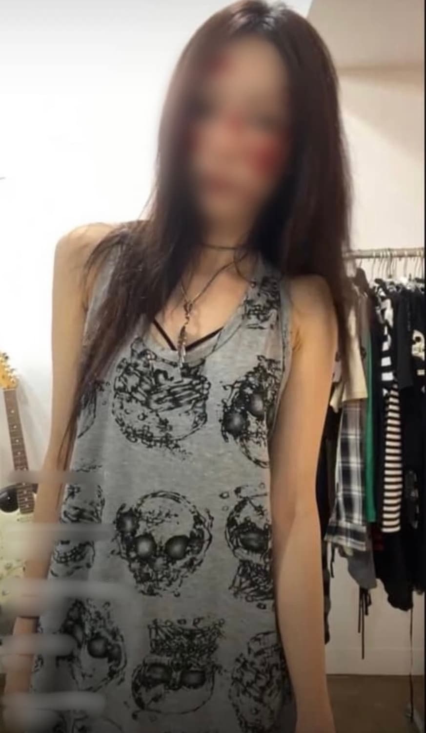 파우닝133 빈티지 펑크 해골 스컬 롱원피스 상품이미지2