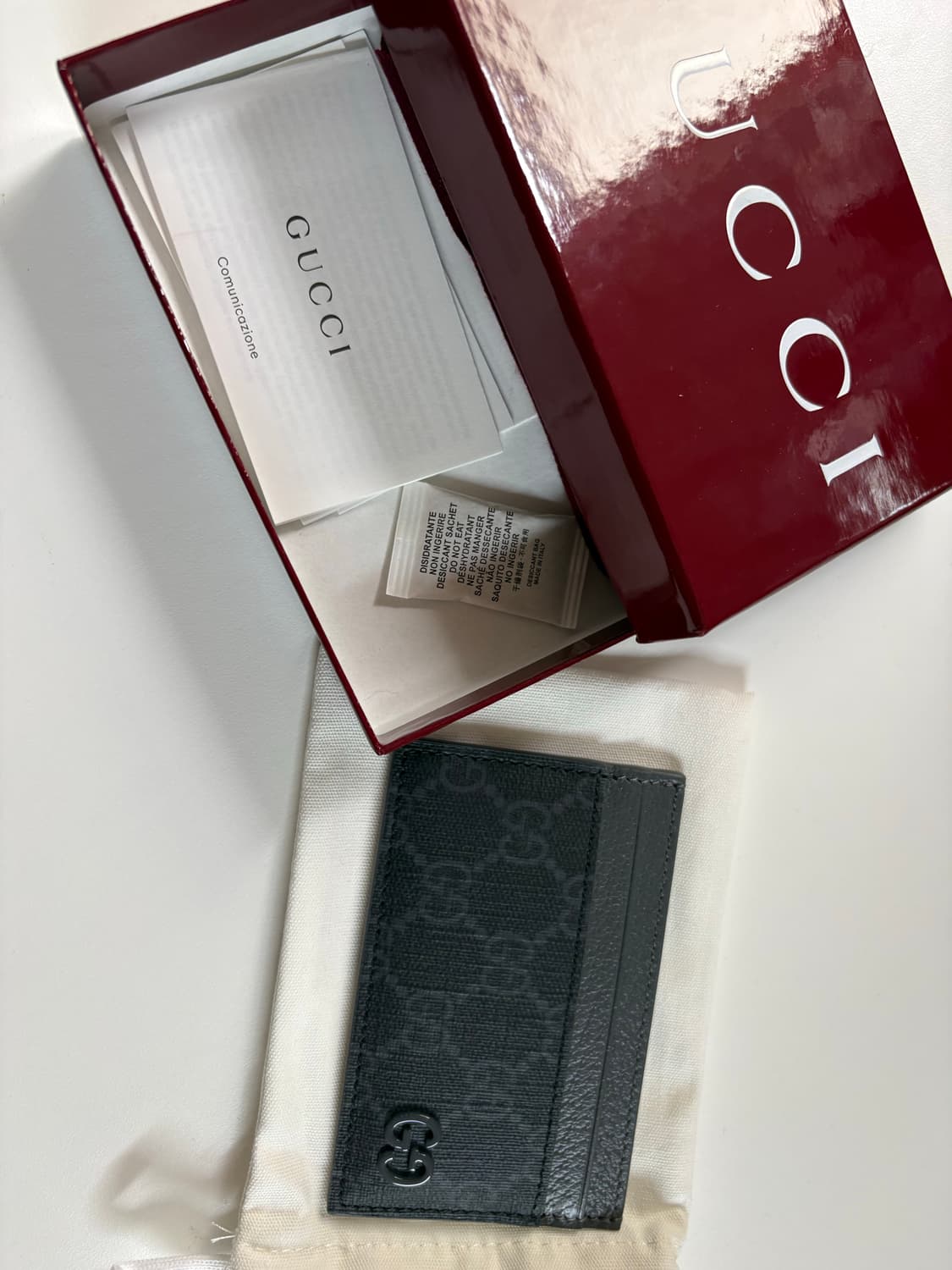 미사용 새상품) 구찌 그레이 트리밍 GG 카드지갑 상품이미지1