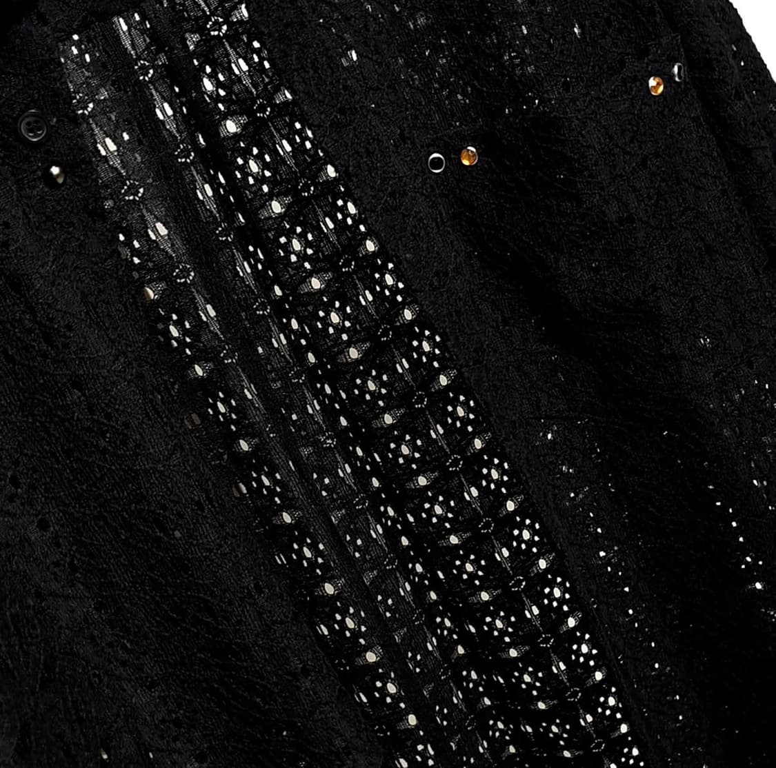 Michisiru gems 크로셰 셔츠 (Black) 상품이미지6