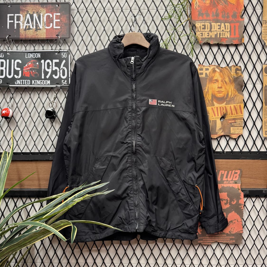 90s 폴로 랄프로렌 바람막이 플래그 로고 포인트 블랙 상품이미지1