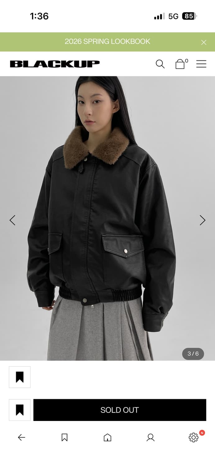 Blackup 블랙업 (UNISEX) 페인드 버클 레더 무스탕 상품이미지3