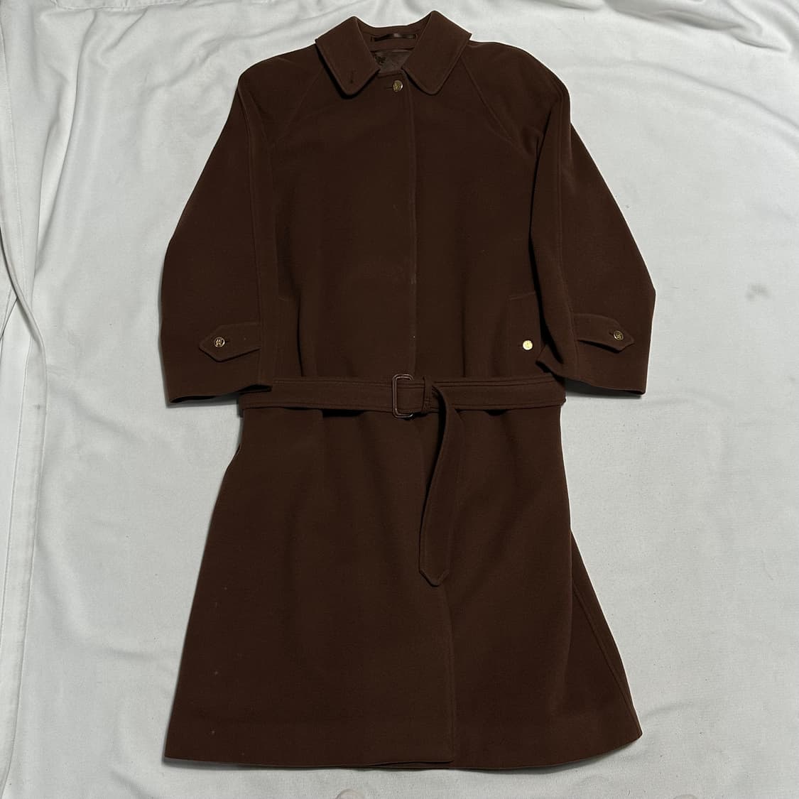 XL 버버리 골드 버튼 울 브라운 코트 상품이미지2