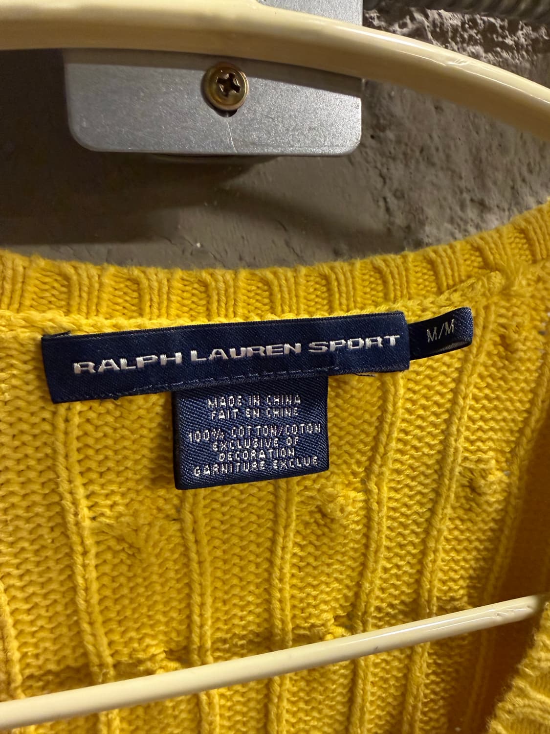 폴로 랄프로렌 케이블 브이넥 코튼 니트 옐로우 M 상품이미지4