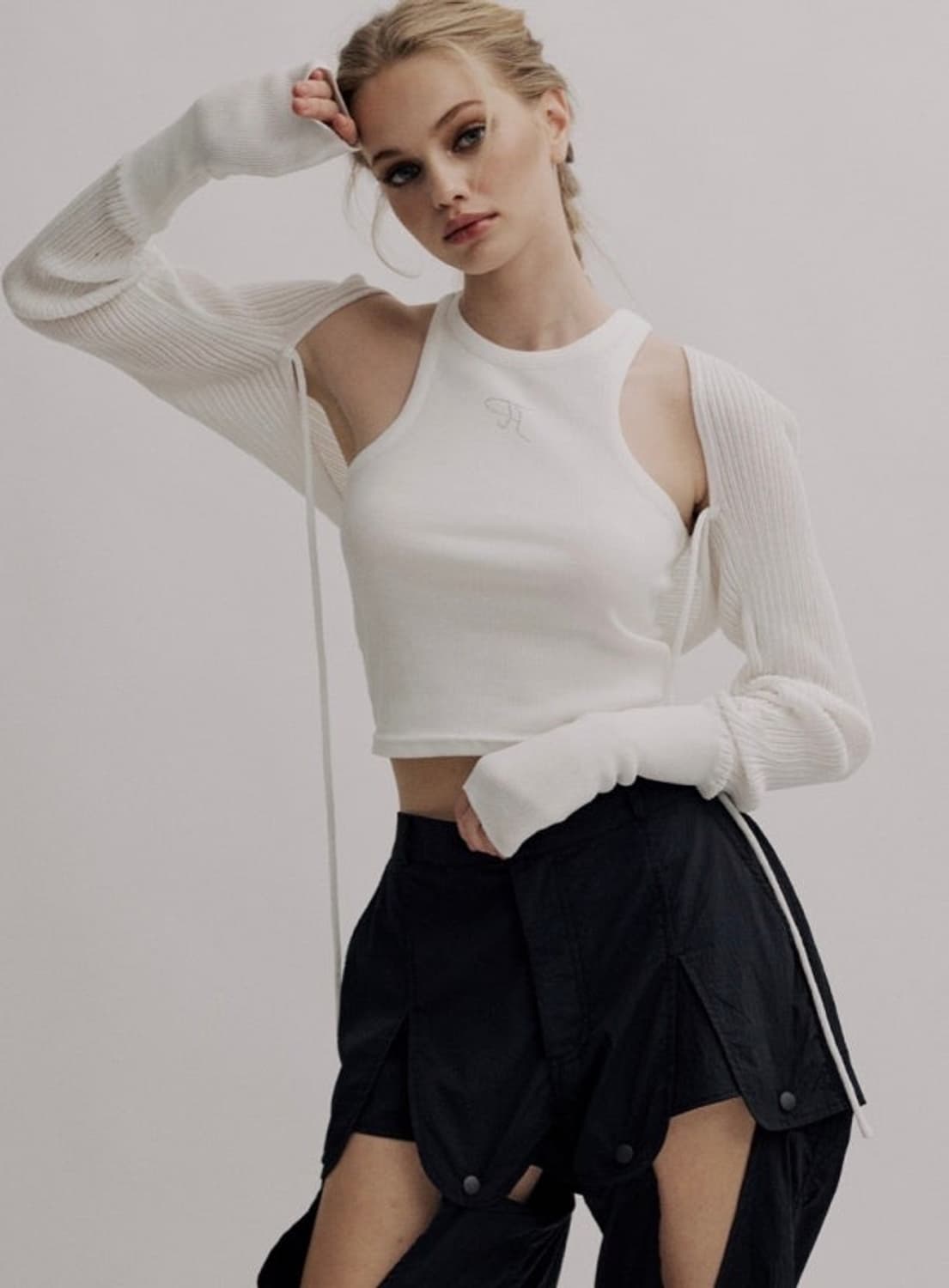 쓰리타임즈 쥬얼 탱크탑 화이트 s 상품이미지1