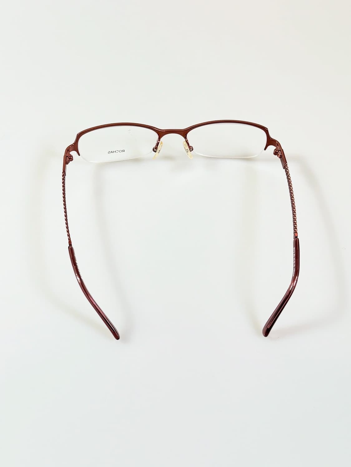 90s ROCHAS 브라운 메탈 스퀘어 반무테 빈티지 안경 상품이미지5
