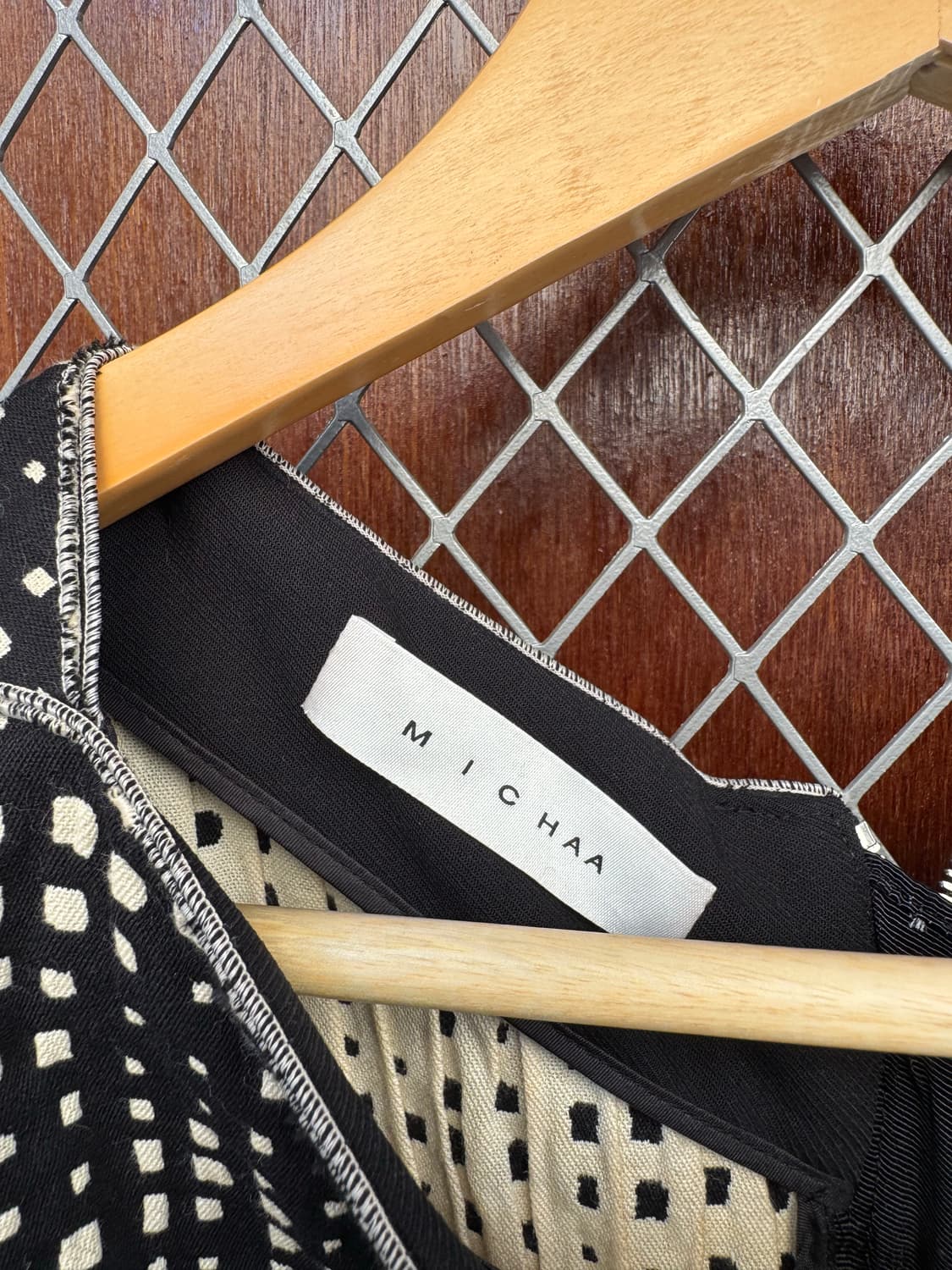 michaa 미샤 체크 패턴 플레어 스티치 절개 라인 원피스 S 상품이미지5