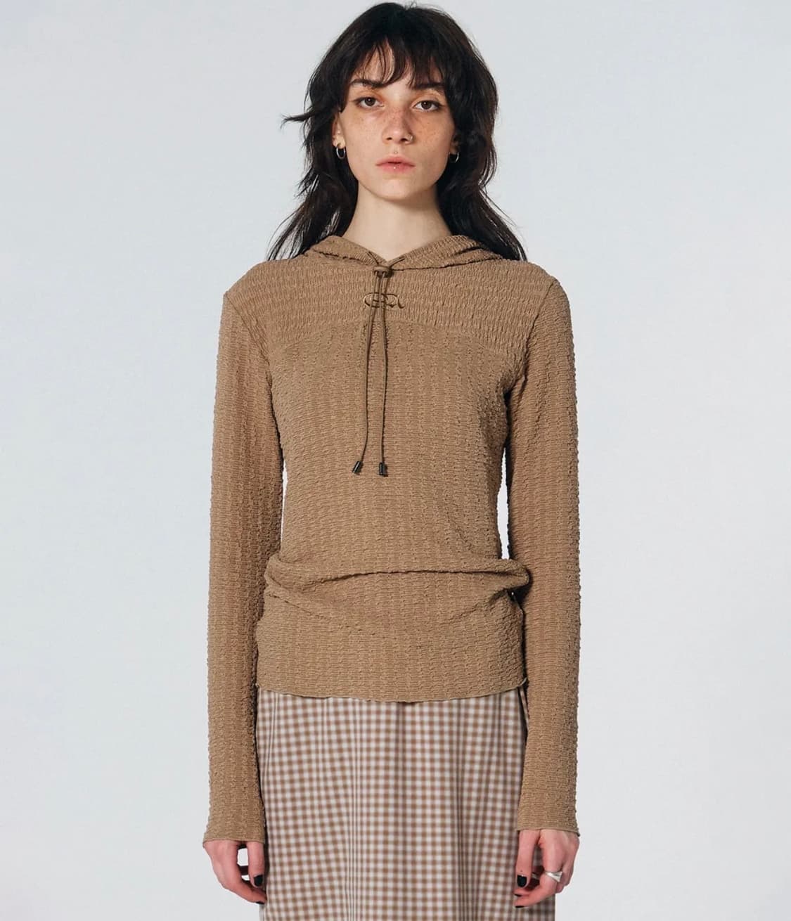 SCULPTOR E-string Crinkle Hoodie Toast S 상품이미지1