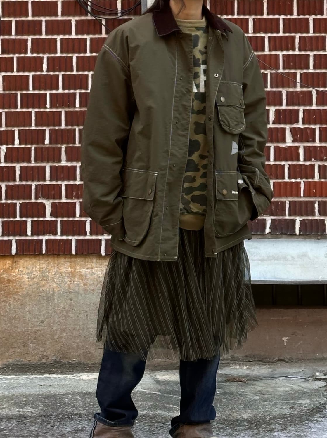 바버x앤드원더 자켓 샤 스커트 리바이스 팬츠 코디 상품이미지2