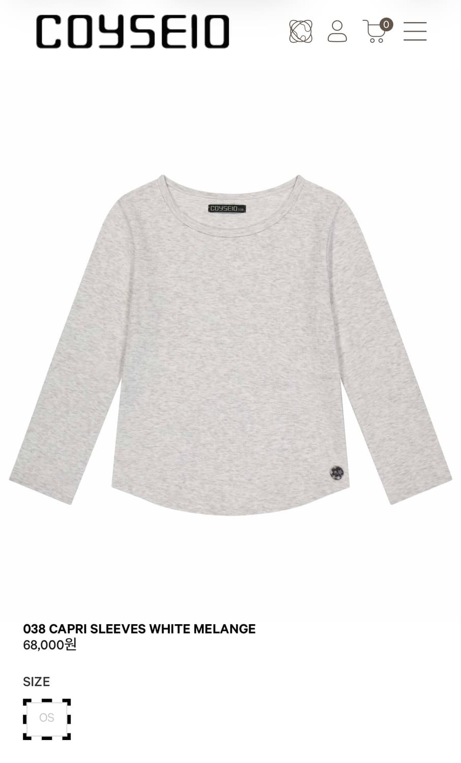 코이세이오 038 CAPRI SLEEVES WHITE MELANGE 상품이미지1