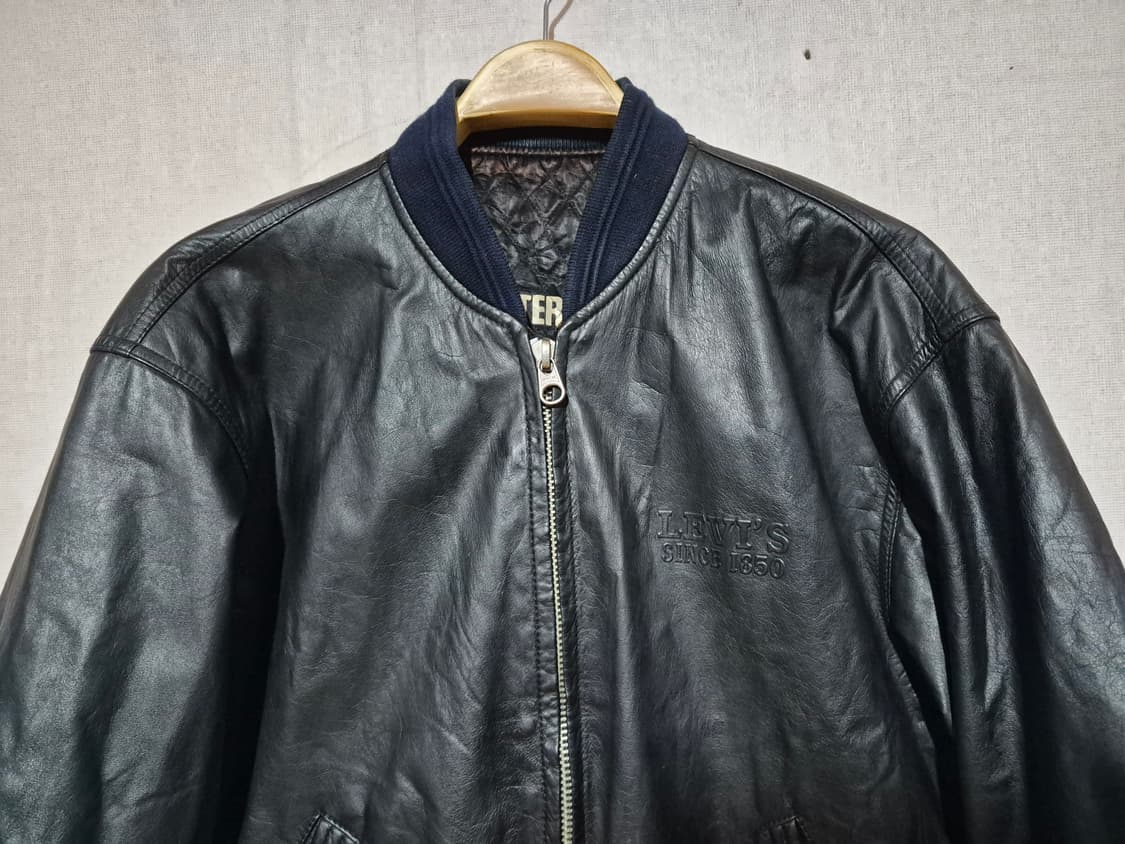 LEVIS 리바이스 레트로 블랙 가죽 리버스블 봄버 상품이미지5